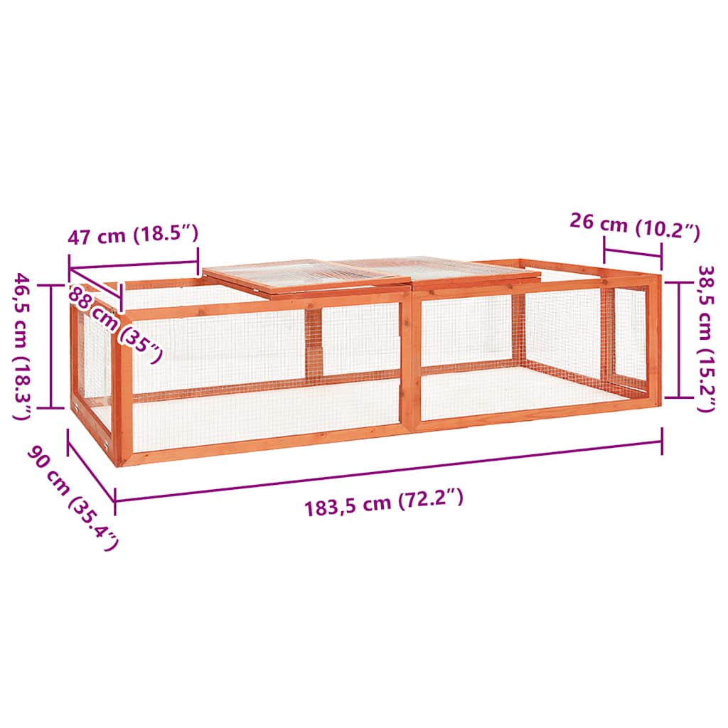 Konijnenhok 183x90x46,5 cm massief vurenhout is nu te koop bij PeponiXL, paradijselijk wonen!