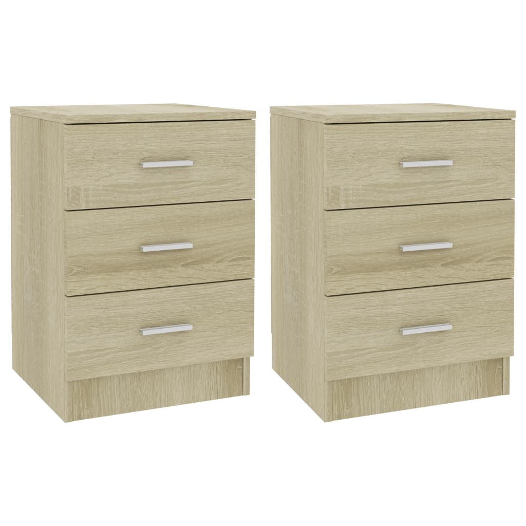 Nachtkastjes 2 st 38x35x56 cm bewerkt hout sonoma eikenkleurig is nu te koop bij PeponiXL, paradijselijk wonen!