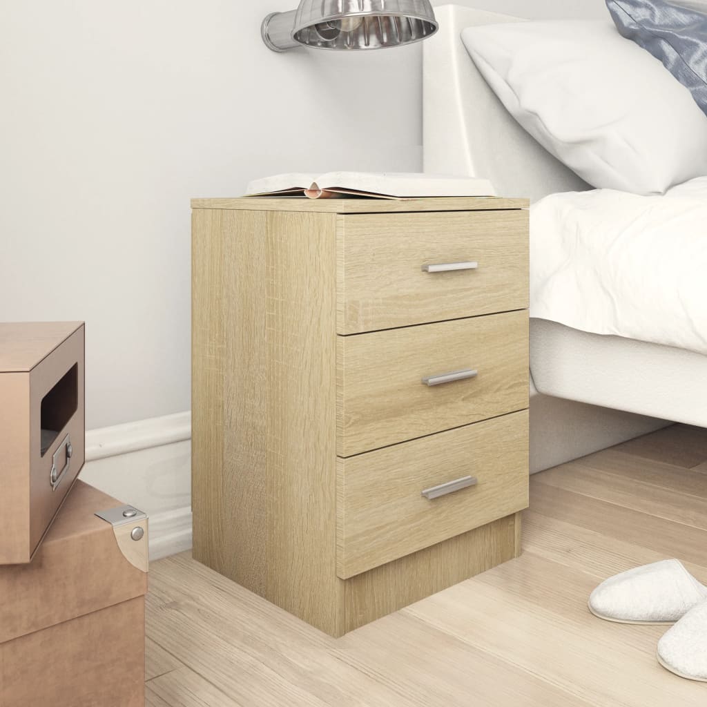 Nachtkastjes 2 st 38x35x56 cm bewerkt hout sonoma eikenkleurig is nu te koop bij PeponiXL, paradijselijk wonen!