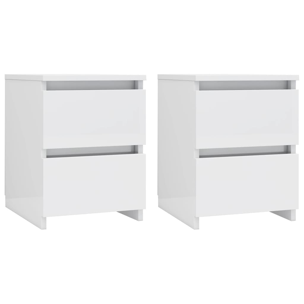 Nachtkastjes 2 st 30x30x40 cm bewerkt hout hoogglans wit is nu te koop bij PeponiXL, paradijselijk wonen!