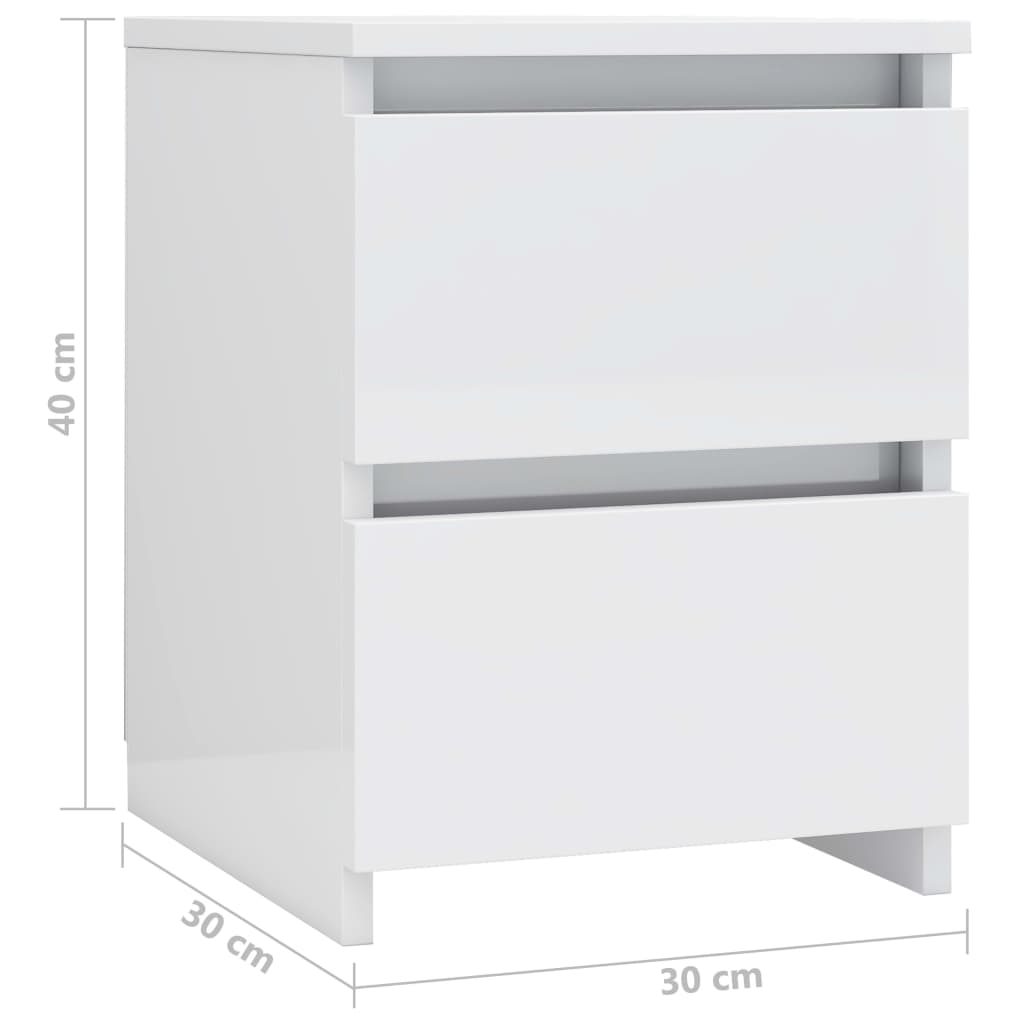 Nachtkastjes 2 st 30x30x40 cm bewerkt hout hoogglans wit is nu te koop bij PeponiXL, paradijselijk wonen!