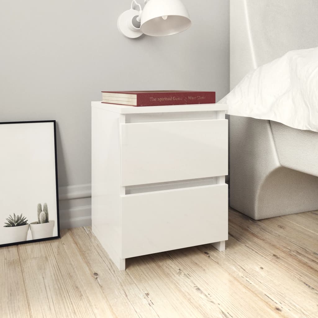 Nachtkastjes 2 st 30x30x40 cm bewerkt hout hoogglans wit is nu te koop bij PeponiXL, paradijselijk wonen!