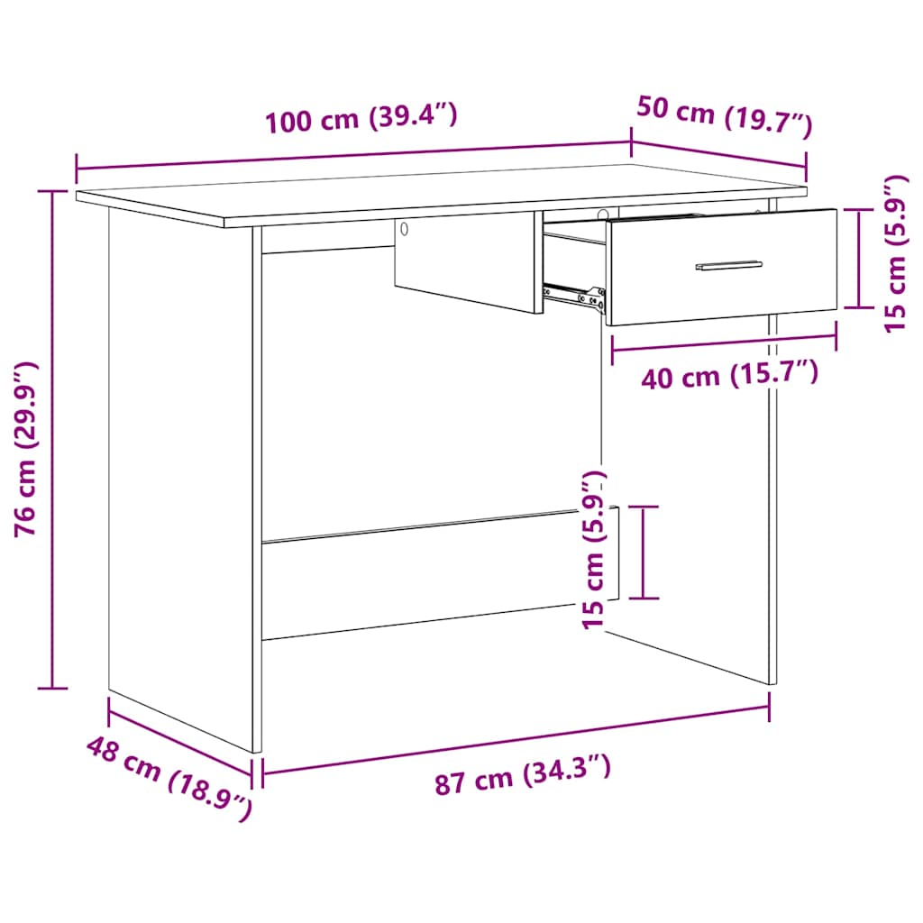 Bureau 100x50x76 cm bewerkt hout wit is nu te koop bij PeponiXL, paradijselijk wonen!