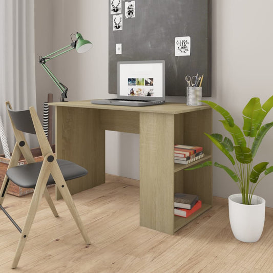 Bureau 110x60x73 cm bewerkt hout sonoma eikenkleurig is nu te koop bij PeponiXL, paradijselijk wonen!