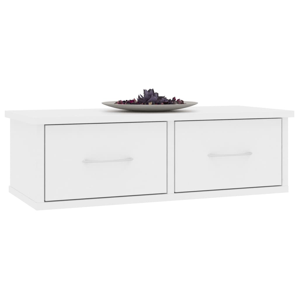 Wandschap met lades 60x26x18,5 cm bewerkt hout wit is nu te koop bij PeponiXL, paradijselijk wonen!