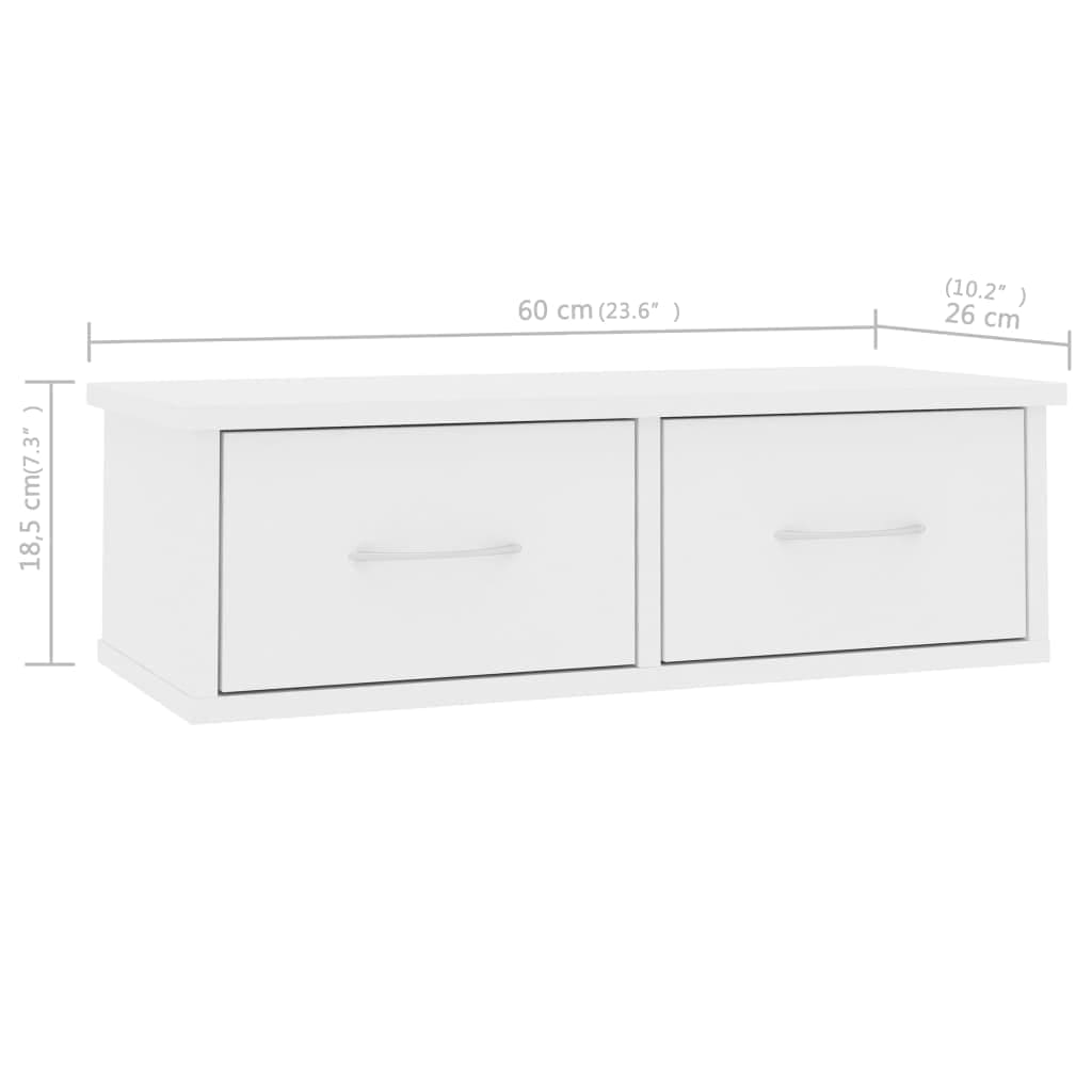Wandschap met lades 60x26x18,5 cm bewerkt hout wit is nu te koop bij PeponiXL, paradijselijk wonen!