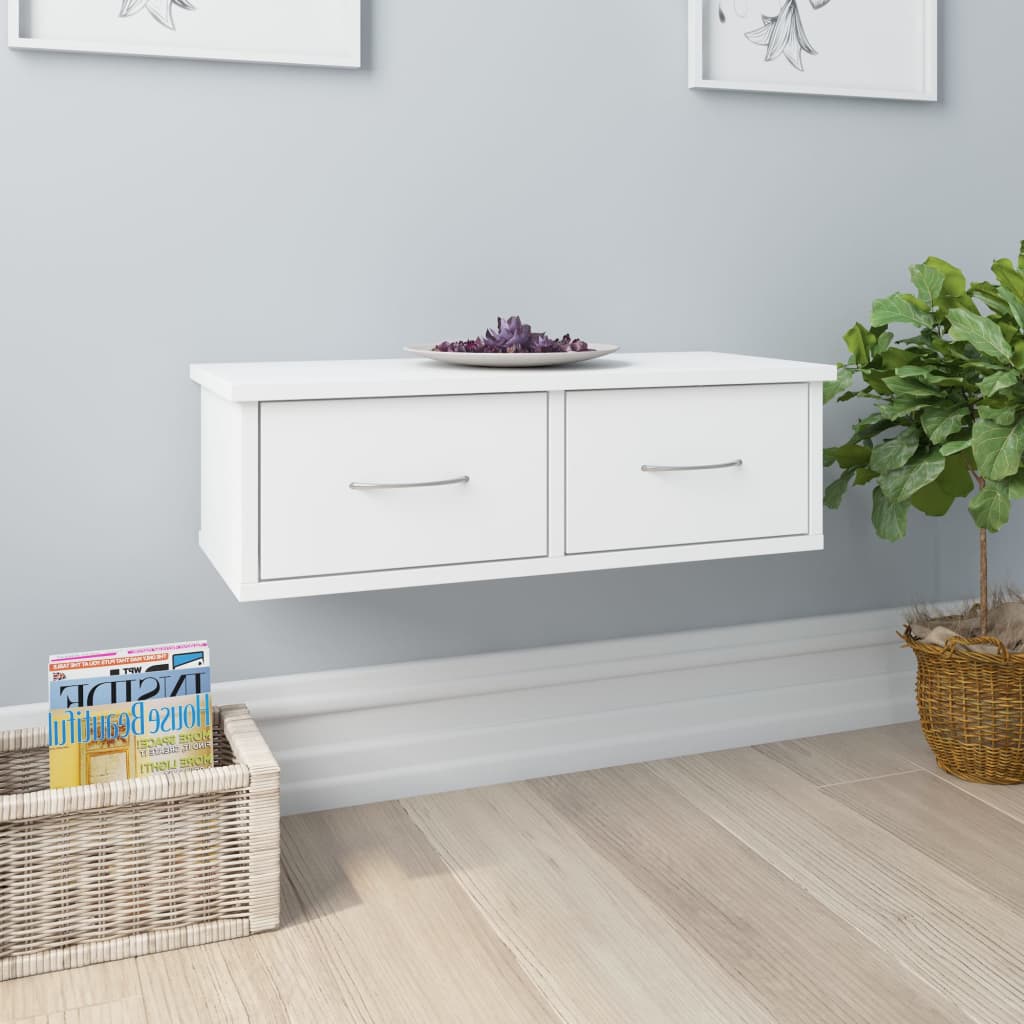 Wandschap met lades 60x26x18,5 cm bewerkt hout wit is nu te koop bij PeponiXL, paradijselijk wonen!