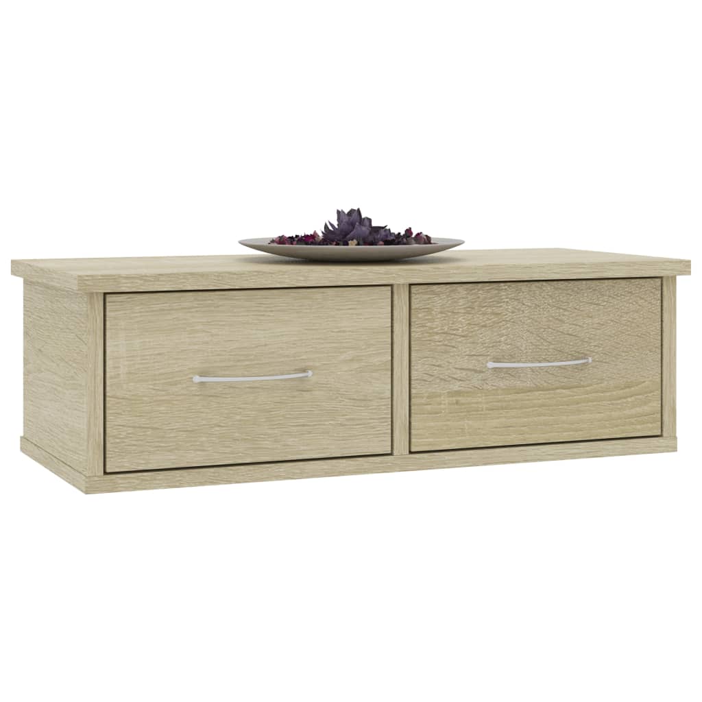 Wandschap met lades 60x26x18,5 cm bewerkt hout sonoma eiken is nu te koop bij PeponiXL, paradijselijk wonen!