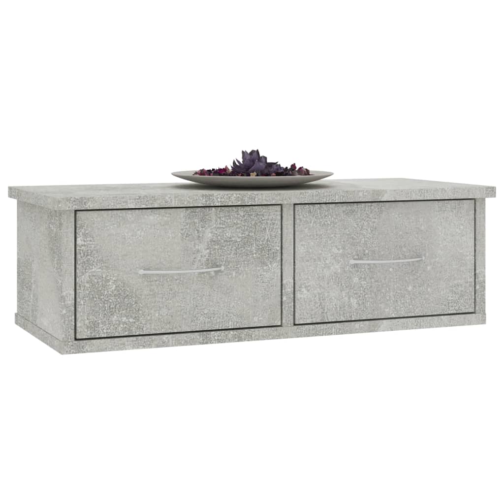 Wandschap met lades 60x26x18,5 cm bewerkt hout betongrijs is nu te koop bij PeponiXL, paradijselijk wonen!