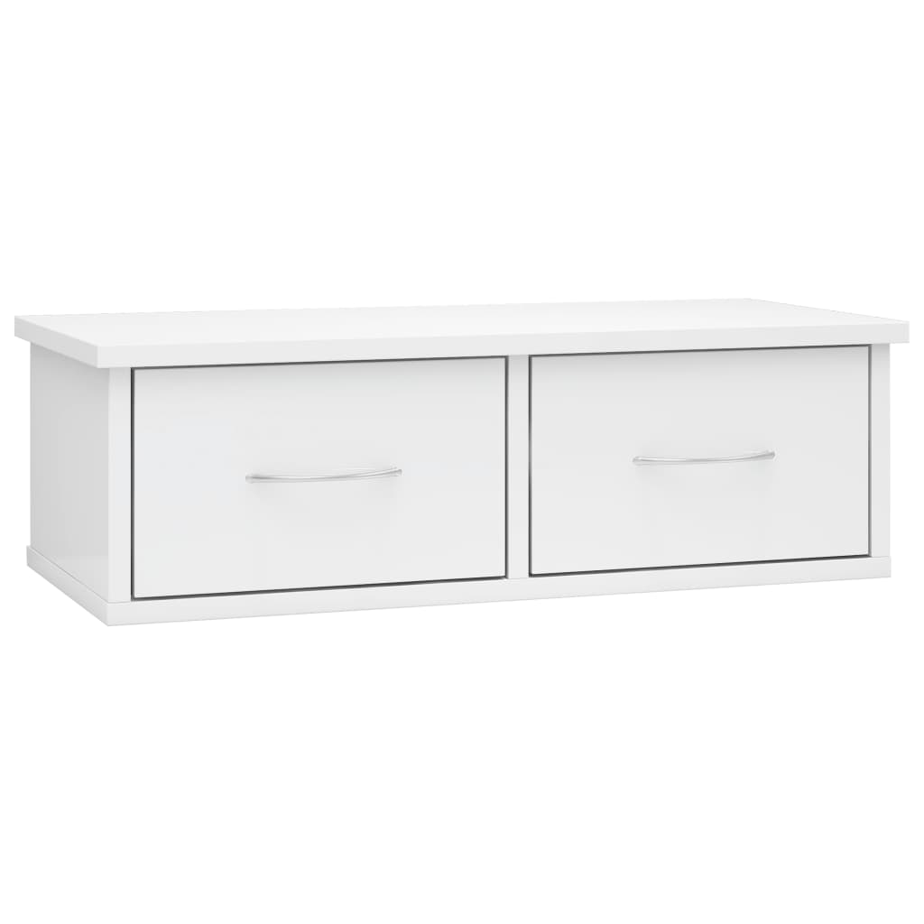 Wandschap met lades 60x26x18,5 cm bewerkt hout hoogglans wit