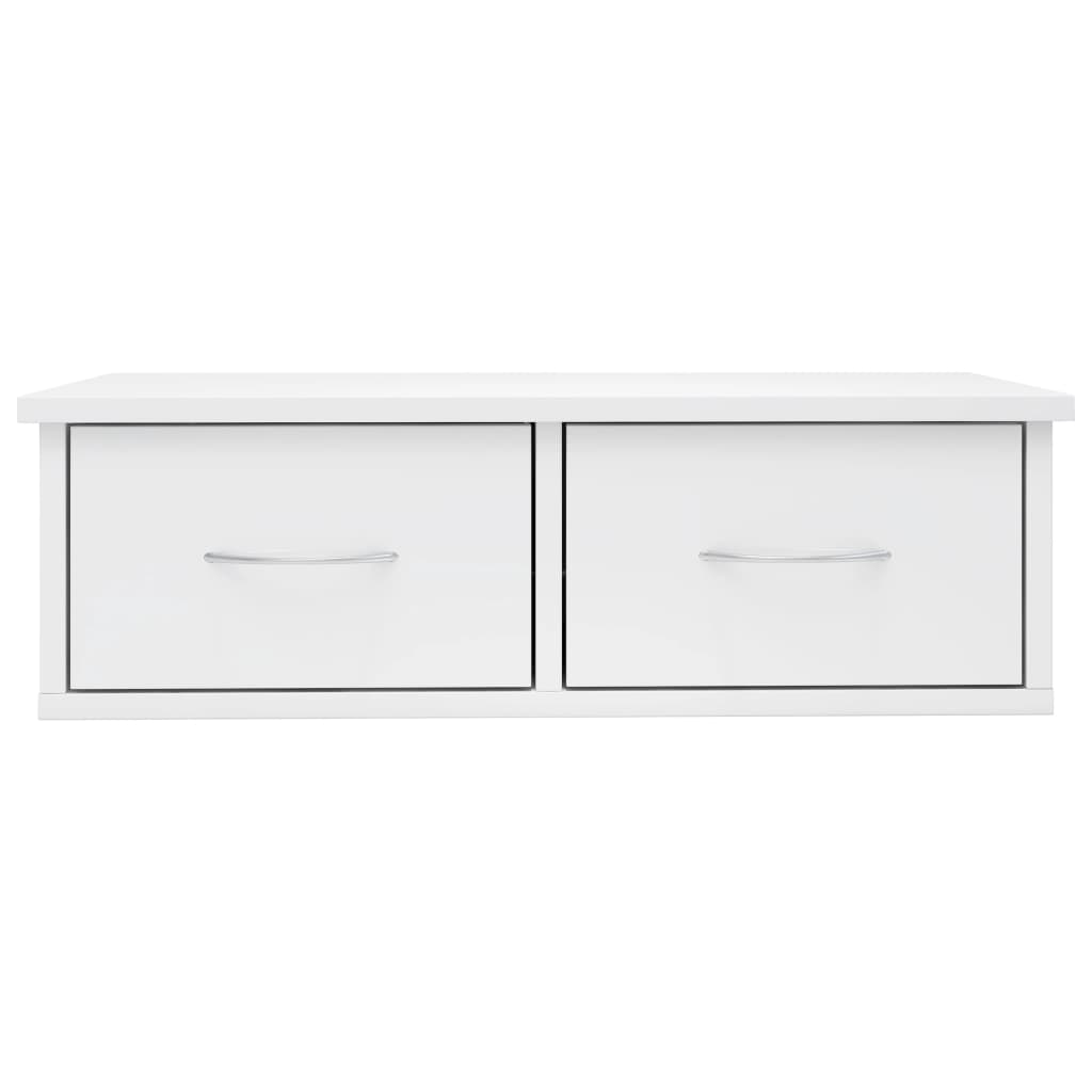 Wandschap met lades 60x26x18,5 cm bewerkt hout hoogglans wit