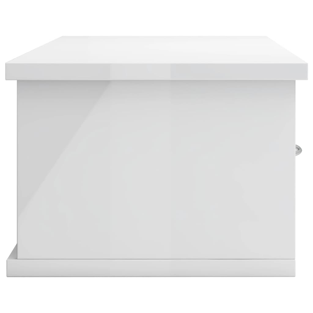 Wandschap met lades 60x26x18,5 cm bewerkt hout hoogglans wit