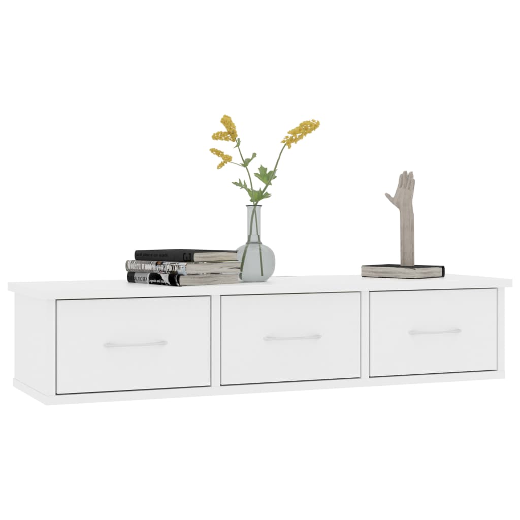 Wandschap met lades 88x26x18,5 cm bewerkt hout wit is nu te koop bij PeponiXL, paradijselijk wonen!