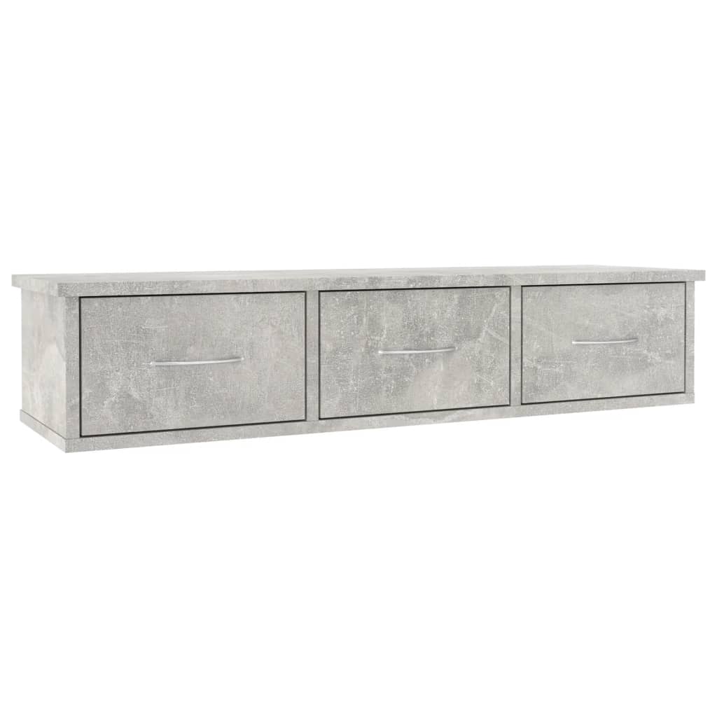 Wandschap met lades 88x26x18,5 cm bewerkt hout betongrijs is nu te koop bij PeponiXL, paradijselijk wonen!