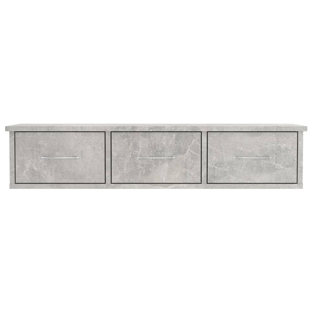 Wandschap met lades 88x26x18,5 cm bewerkt hout betongrijs is nu te koop bij PeponiXL, paradijselijk wonen!