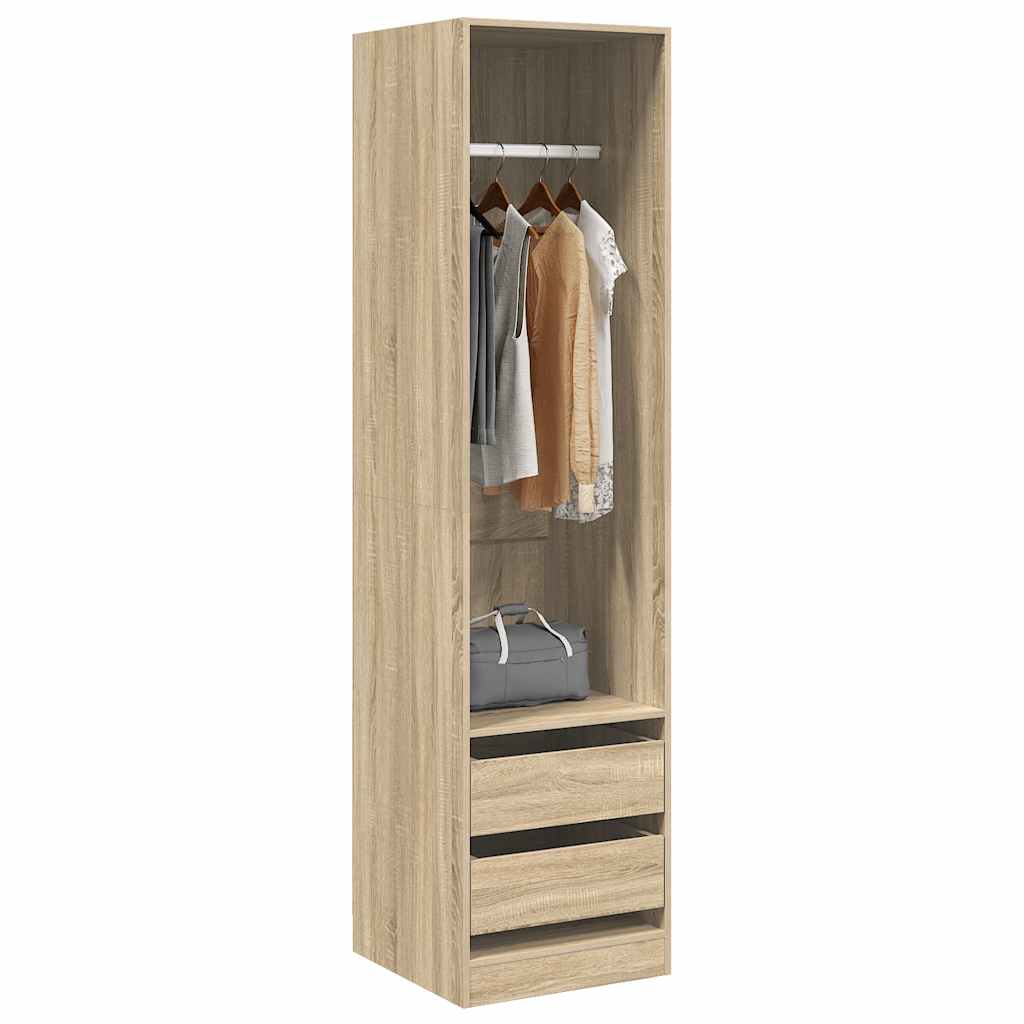 Kledingkast met lades 50x50x200 cm bewerkt hout sonoma eiken is nu te koop bij PeponiXL, paradijselijk wonen!