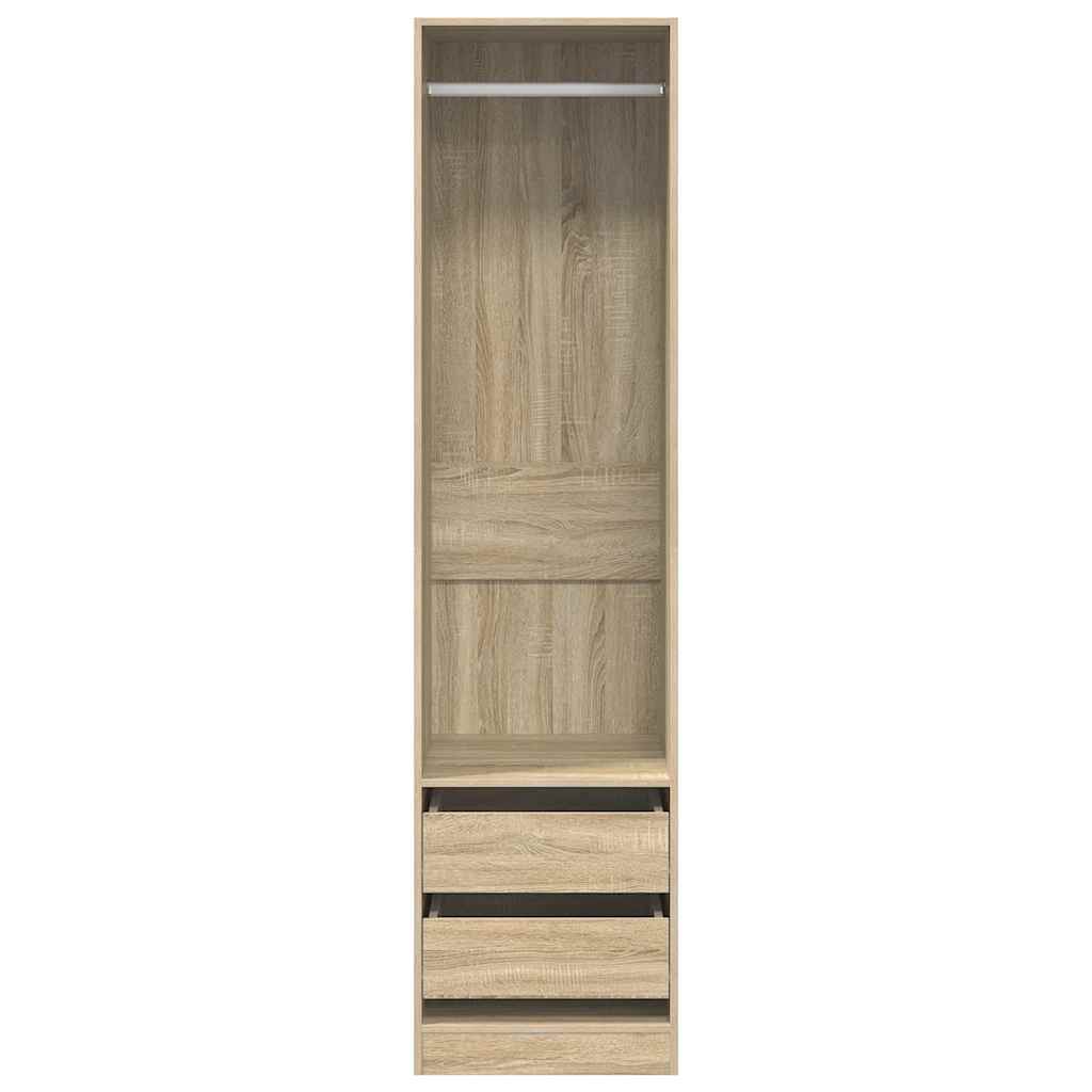 Kledingkast met lades 50x50x200 cm bewerkt hout sonoma eiken is nu te koop bij PeponiXL, paradijselijk wonen!
