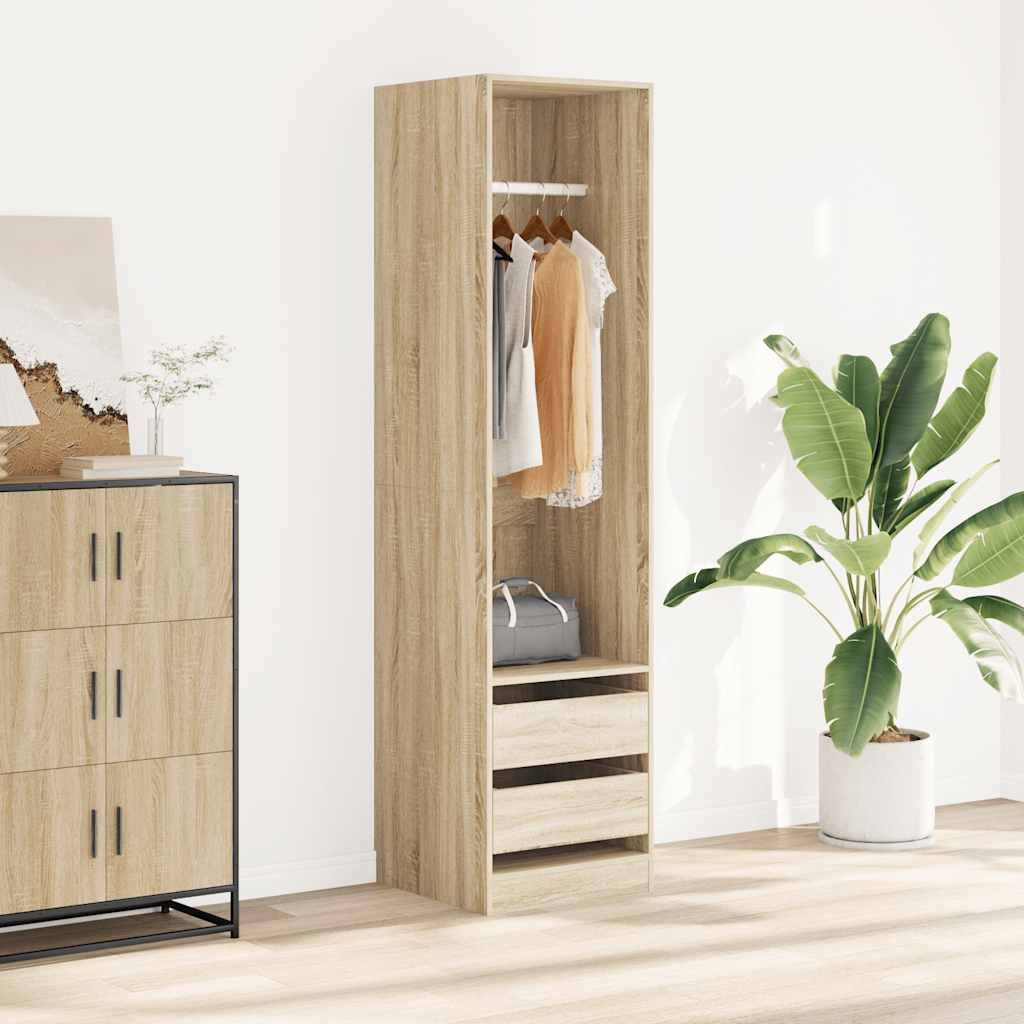 Kledingkast met lades 50x50x200 cm bewerkt hout sonoma eiken is nu te koop bij PeponiXL, paradijselijk wonen!
