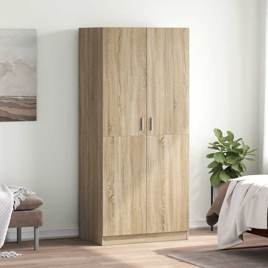 Kledingkast 80x52x180 cm bewerkt hout sonoma eikenkleurig is nu te koop bij PeponiXL, paradijselijk wonen!