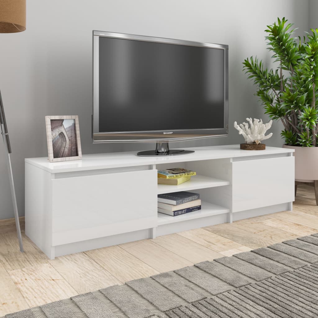 Tv-meubel 140x40x35,5 cm bewerkt hout hoogglans wit is nu te koop bij PeponiXL, paradijselijk wonen!