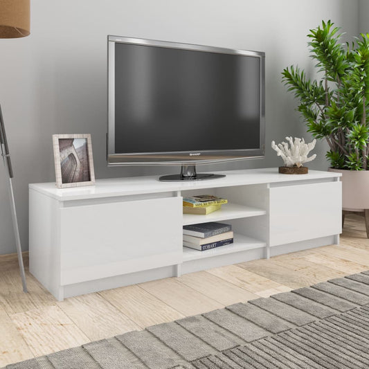 Tv-meubel 140x40x35,5 cm bewerkt hout hoogglans wit is nu te koop bij PeponiXL, paradijselijk wonen!