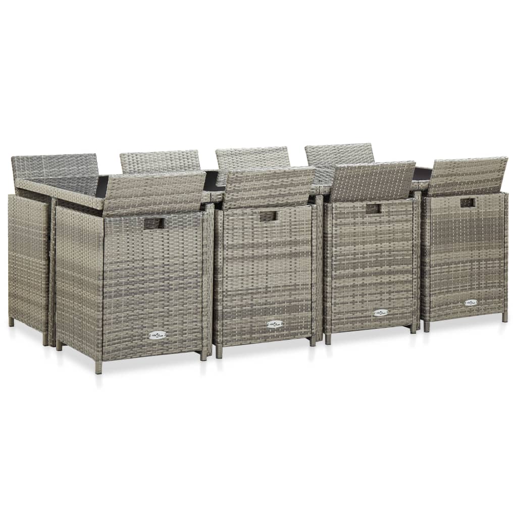 13-delige Tuinset met kussens poly rattan grijs is nu te koop bij PeponiXL, paradijselijk wonen!
