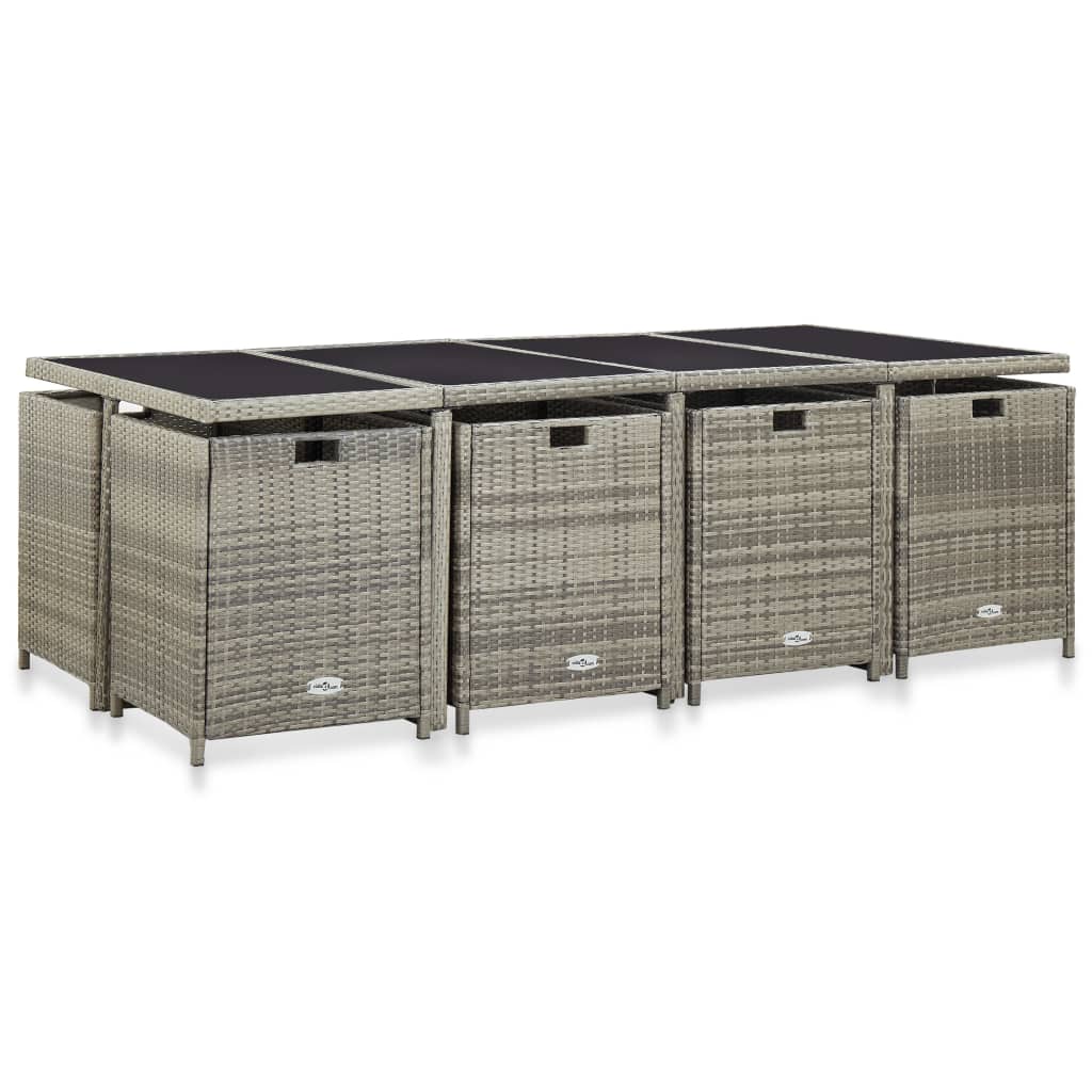 13-delige Tuinset met kussens poly rattan grijs is nu te koop bij PeponiXL, paradijselijk wonen!