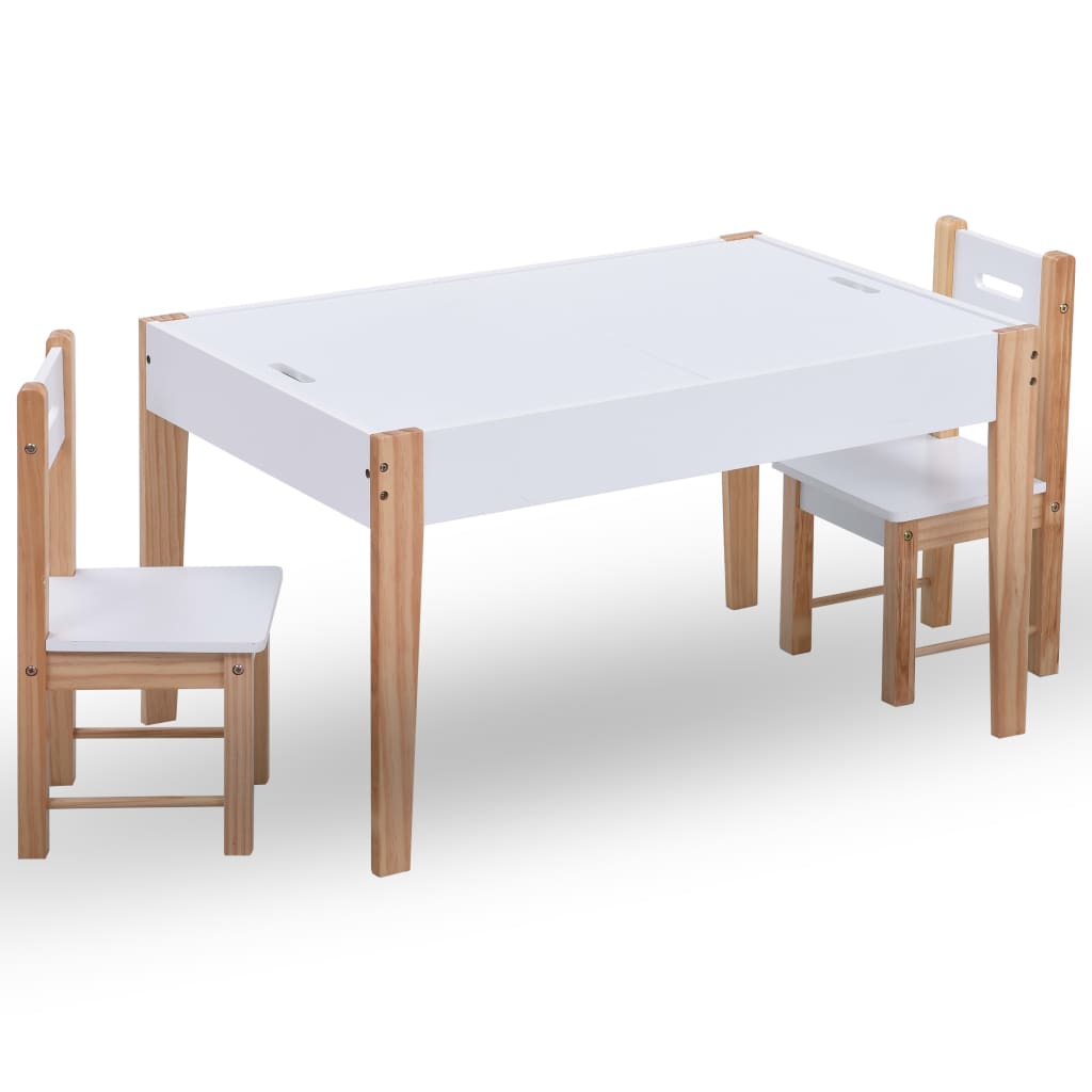 3-delige Kindertafel- en stoelenset krijtbord zwart en wit is nu te koop bij PeponiXL, paradijselijk wonen!