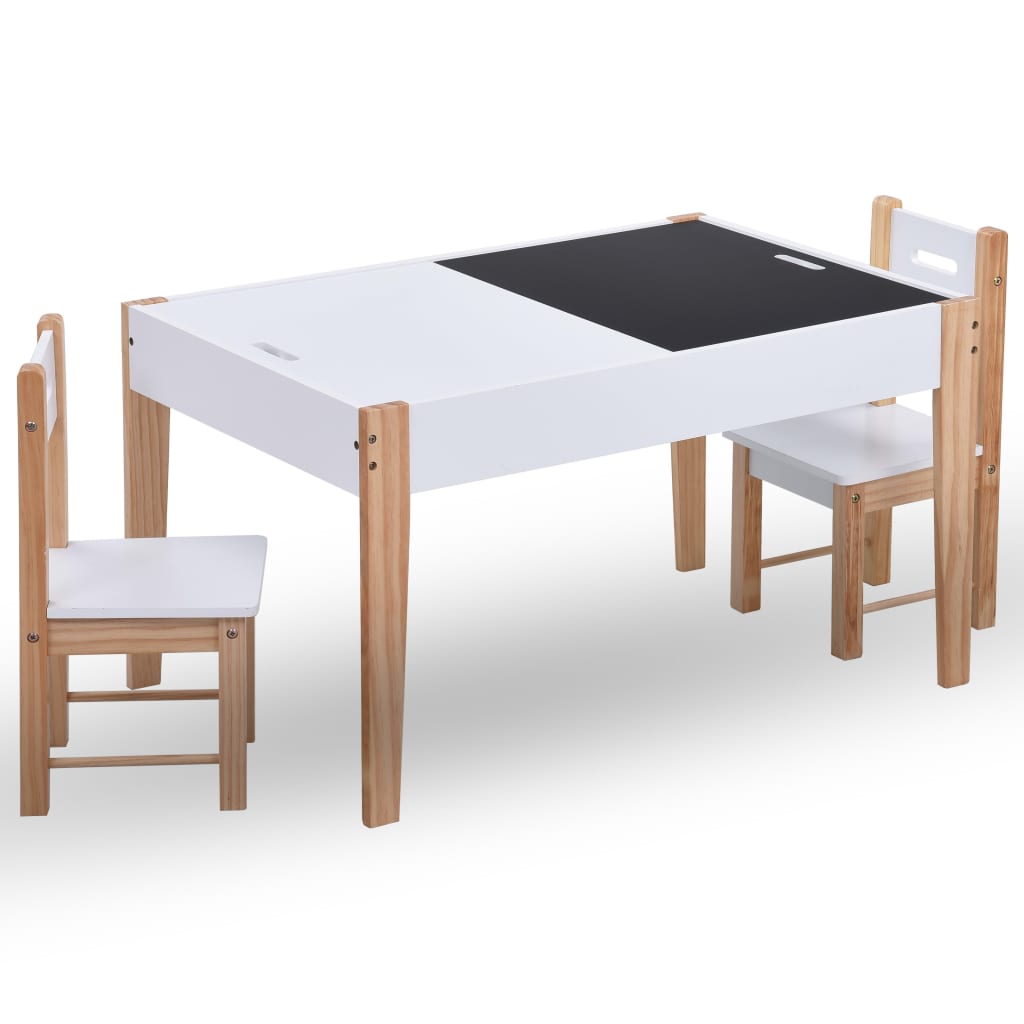 3-delige Kindertafel- en stoelenset krijtbord zwart en wit is nu te koop bij PeponiXL, paradijselijk wonen!