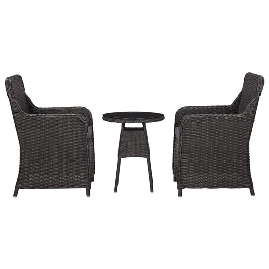 3-delige Bistroset met kussens poly rattan zwart is nu te koop bij PeponiXL, paradijselijk wonen!