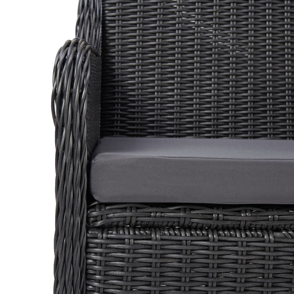 3-delige Bistroset met kussens poly rattan zwart is nu te koop bij PeponiXL, paradijselijk wonen!