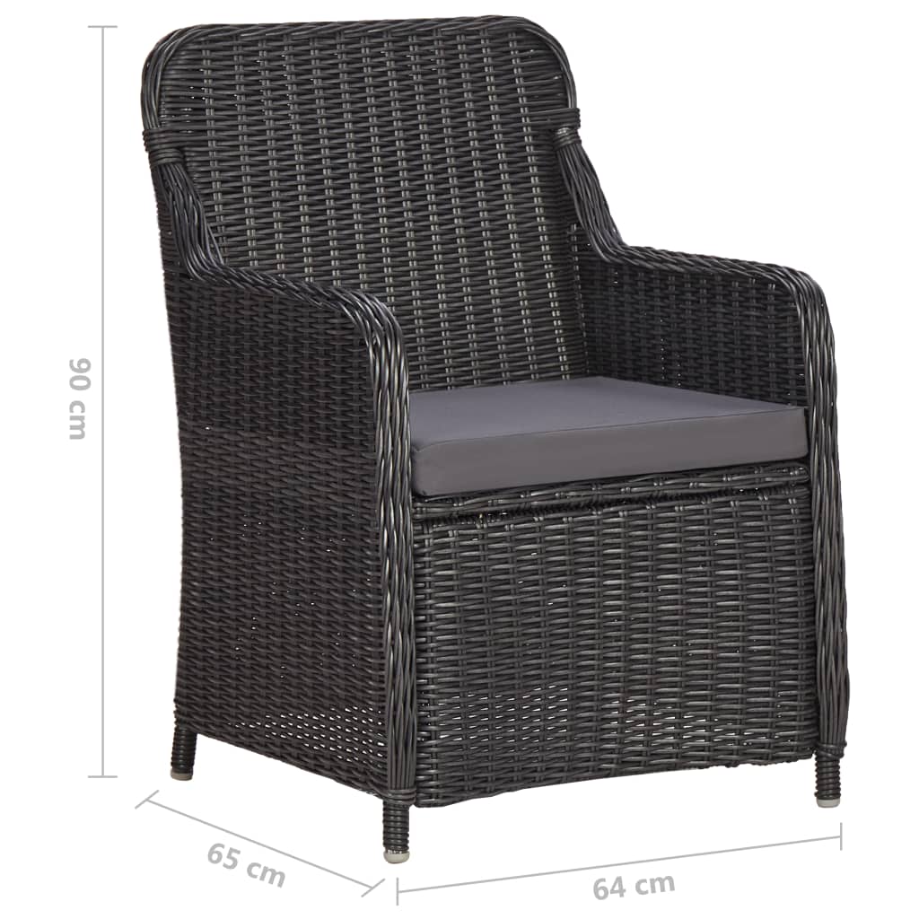 3-delige Bistroset met kussens poly rattan zwart is nu te koop bij PeponiXL, paradijselijk wonen!