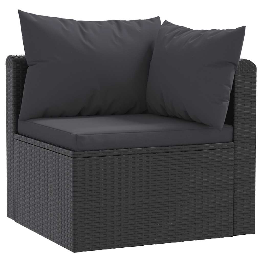 3-delige Loungeset met kussens poly rattan zwart is nu te koop bij PeponiXL, paradijselijk wonen!