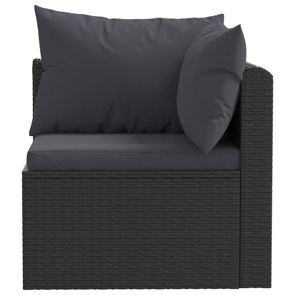 3-delige Loungeset met kussens poly rattan zwart is nu te koop bij PeponiXL, paradijselijk wonen!