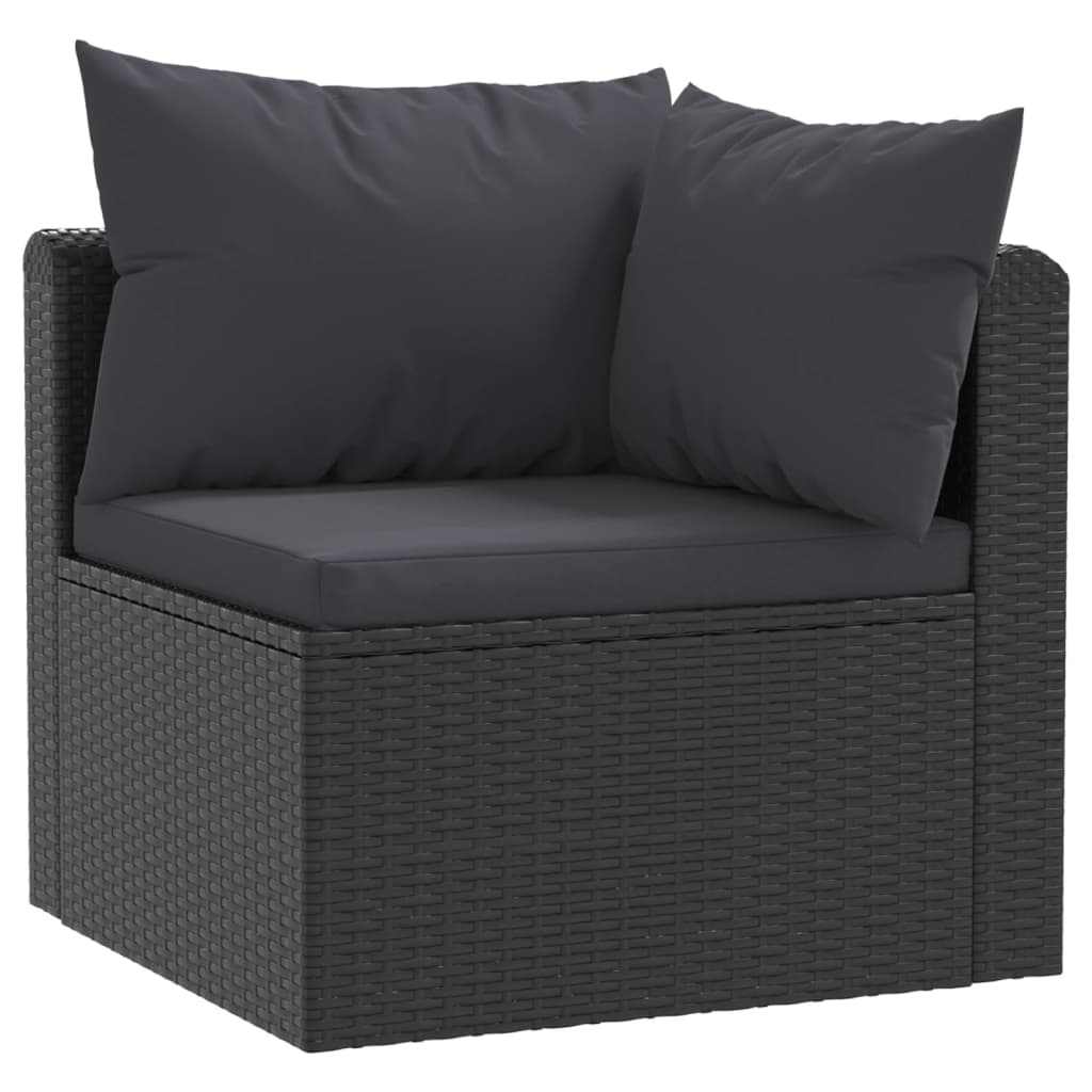 4-delige Loungeset met kussens poly rattan zwart is nu te koop bij PeponiXL, paradijselijk wonen!
