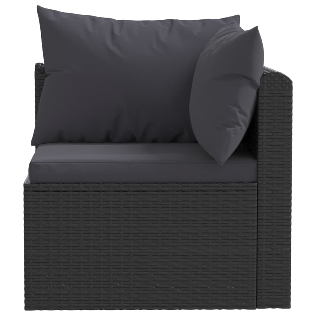 4-delige Loungeset met kussens poly rattan zwart is nu te koop bij PeponiXL, paradijselijk wonen!