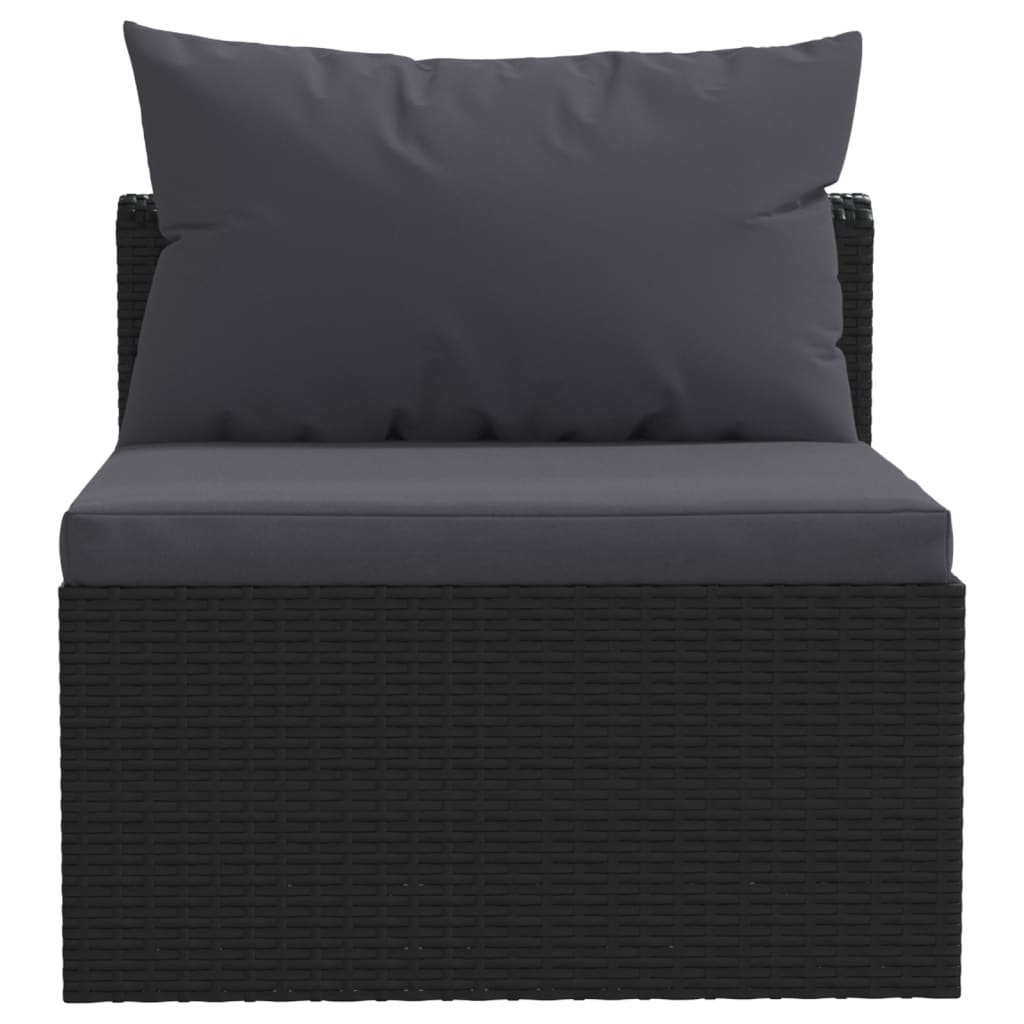 4-delige Loungeset met kussens poly rattan zwart is nu te koop bij PeponiXL, paradijselijk wonen!