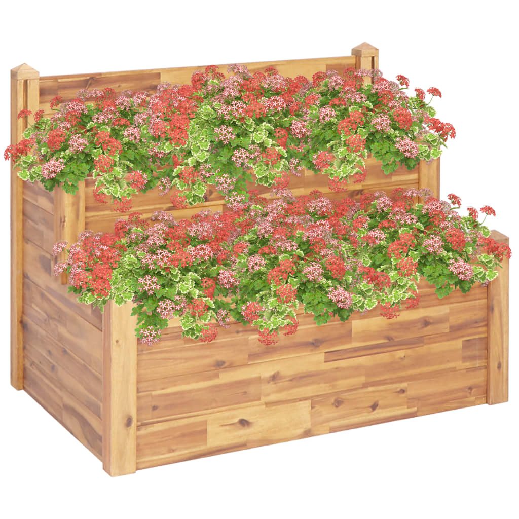 Plantenbak 2-laags 110x75x84 cm massief acaciahout is nu te koop bij PeponiXL, paradijselijk wonen!