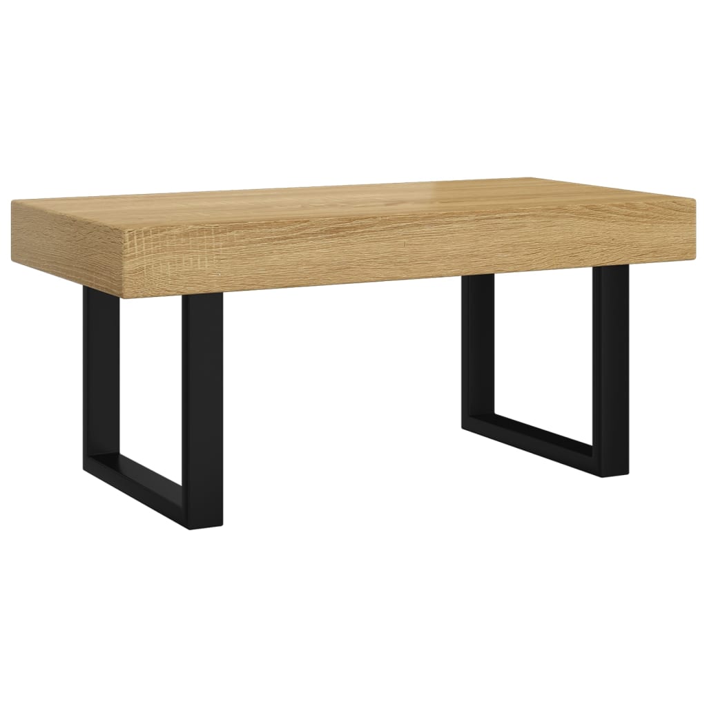 Salontafel 90x45x40 cm MDF en ijzer lichtbruin en zwart is nu te koop bij PeponiXL, paradijselijk wonen!