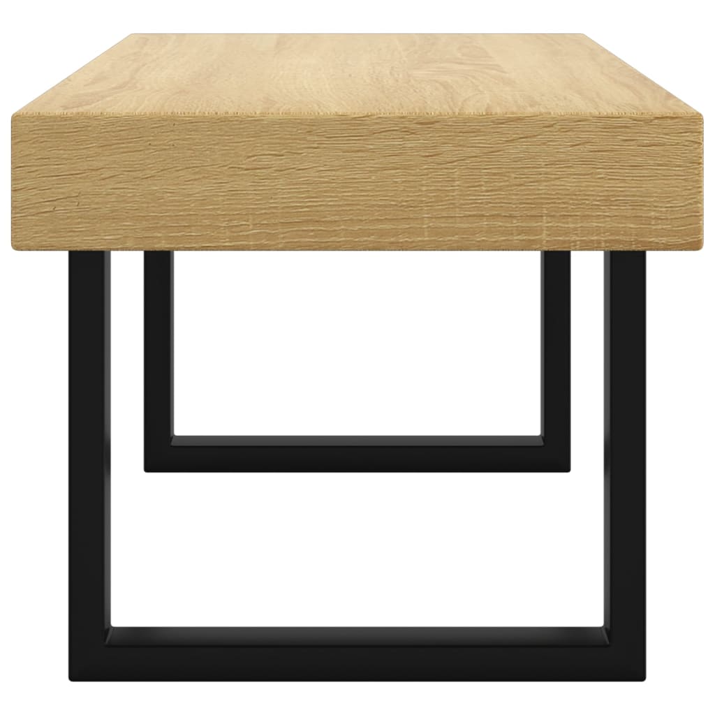Salontafel 90x45x40 cm MDF en ijzer lichtbruin en zwart is nu te koop bij PeponiXL, paradijselijk wonen!