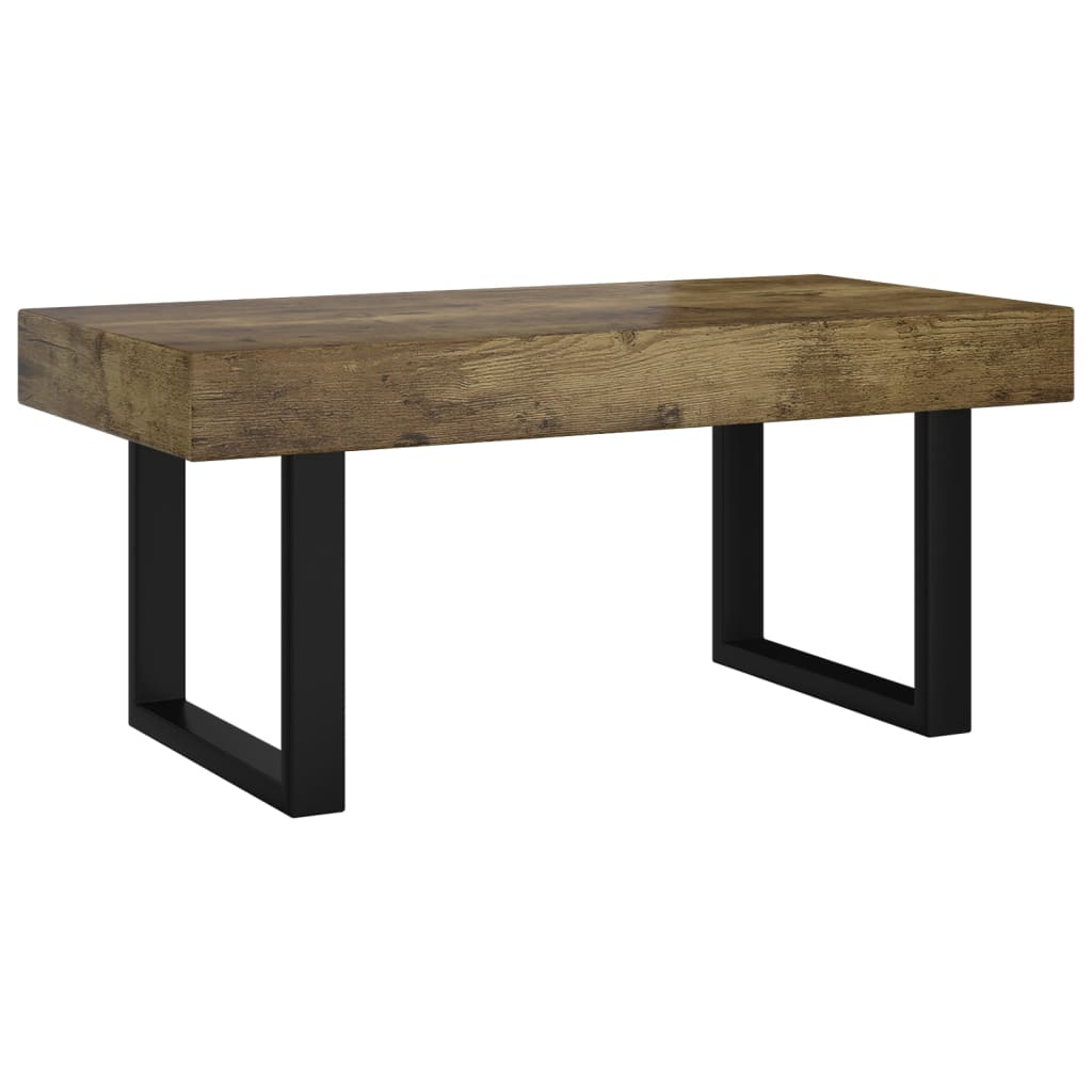 Salontafel 90x45x40 cm MDF en ijzer donkerbruin en zwart is nu te koop bij PeponiXL, paradijselijk wonen!