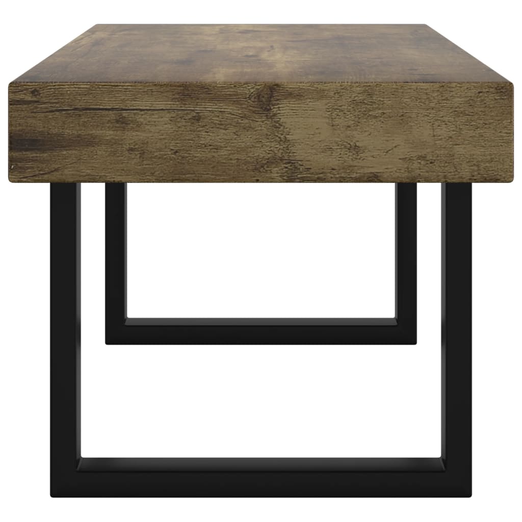 Salontafel 90x45x40 cm MDF en ijzer donkerbruin en zwart is nu te koop bij PeponiXL, paradijselijk wonen!