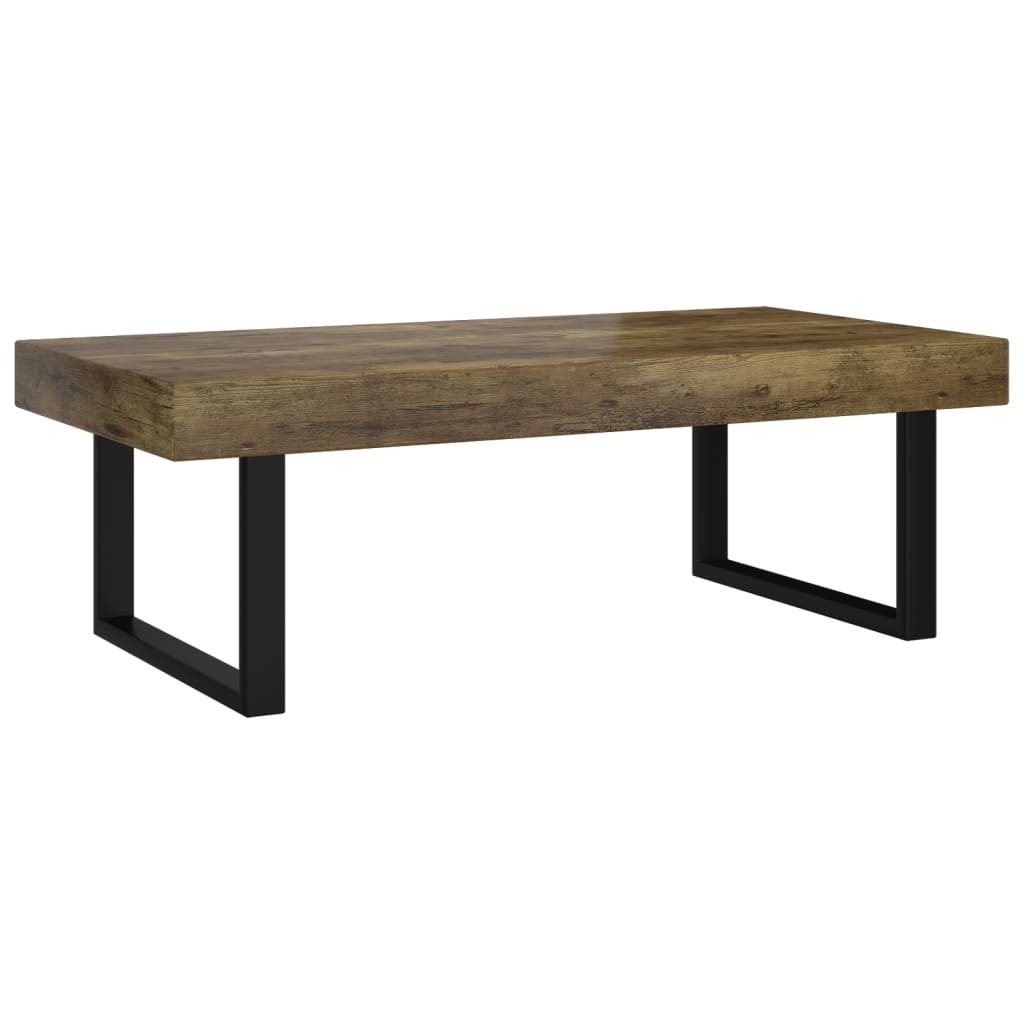 Salontafel 120x60x40 cm MDF en ijzer donkerbruin en zwart is nu te koop bij PeponiXL, paradijselijk wonen!