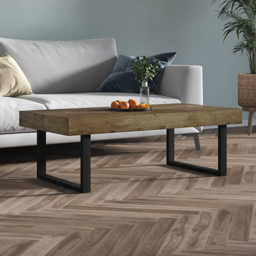 Salontafel 120x60x40 cm MDF en ijzer donkerbruin en zwart is nu te koop bij PeponiXL, paradijselijk wonen!