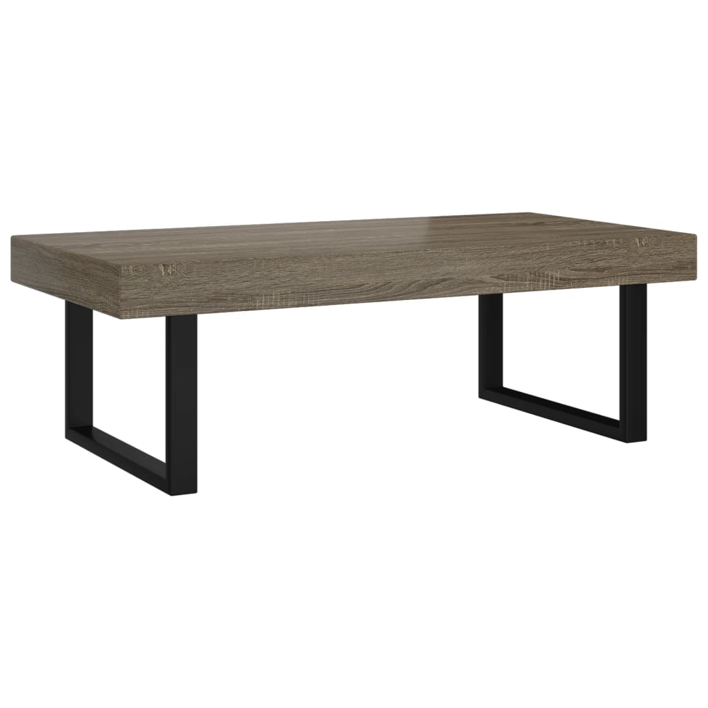 Salontafel 120x60x40 cm MDF en ijzer grijs en zwart is nu te koop bij PeponiXL, paradijselijk wonen!