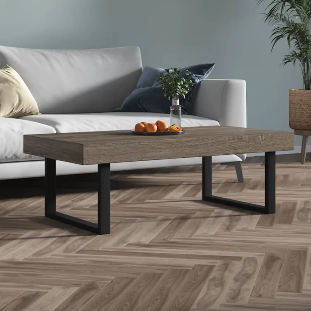 Salontafel 120x60x40 cm MDF en ijzer grijs en zwart is nu te koop bij PeponiXL, paradijselijk wonen!