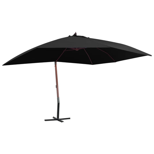 Zweefparasol met houten paal 400x300 cm zwart is nu te koop bij PeponiXL, paradijselijk wonen!