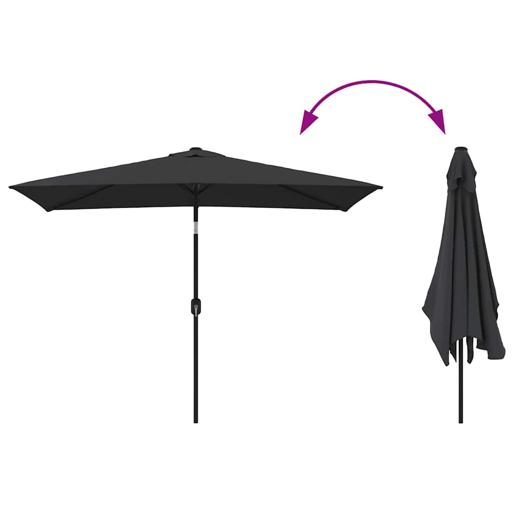 Parasol met metalen paal 300x200 cm zwart is nu te koop bij PeponiXL, paradijselijk wonen!