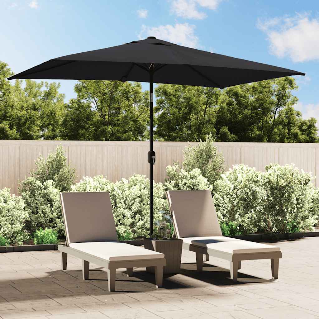 Parasol met metalen paal 300x200 cm zwart is nu te koop bij PeponiXL, paradijselijk wonen!