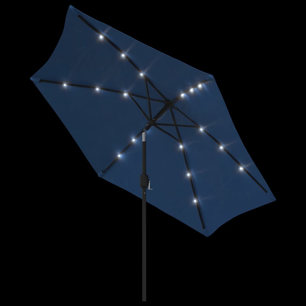 Parasol met LED-verlichting en stalen paal 300 cm azuurblauw is nu te koop bij PeponiXL, paradijselijk wonen!